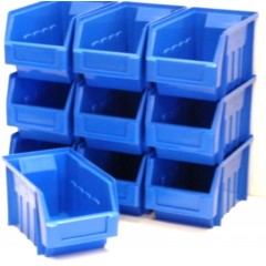 10 BLUE STACKING STORAGE PARTS BINS FOR GARAGE STORAGE BOX Plastic Parts Bins